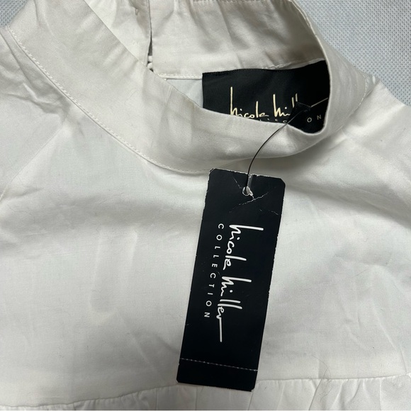 Nicole Miller white ruffle 3/4 sleeve much neck top NWT size small - Picture 4 of 6